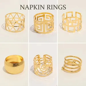 Metal Napkin Rings Hollow Geometric Triangle Design Holder For Wedding Party Dinner Table Decoration Luxury Gold Silver