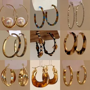 Minimalist Copper Round Hoop Earrings For Women Geometric C-shaped Earrings With 925 Sterling Silver Earring Post Fashion Resin Leopard Print Rhinestone Dangle Earrings Commuter Jewelry