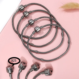 Gunmetal black snake chain bracelets set with 925 hallmarks for DIY jewelry making