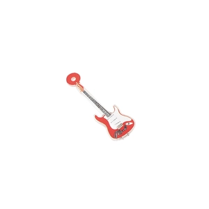 Creative mini red electric guitar hair clip with Mode text in a trendy Y2K style