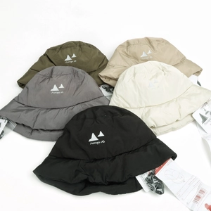 Foldable quilted down bucket hats in five colors with insulated waterproof fabric for winter