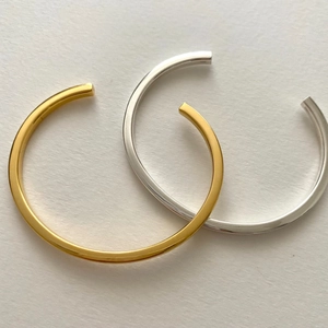Minimalist S925 sterling silver 3mm square open bangles in gold and silver finish