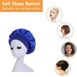 Dunkelblaue Schlafhaube aus Satin für Damen passend für verschiedene Frisuren und Haartypen