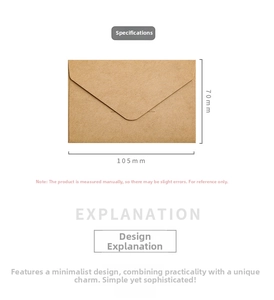 Detailed view of brown kraft paper mini envelope with dimensions 105mm x 70mm