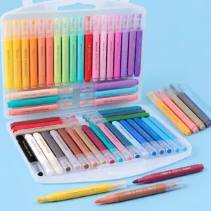 Acrylic Marker Pens Waterproof Fast Drying DIY Painting Drawing Art Multicolor Fiber Tip Portable Storage Box Stationery
