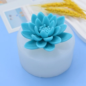 Blue lotus flower silicone mold for handmade soap and candle DIY craft production