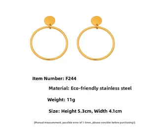 Détails de créoles en acier inoxydable plaqué or 18 carats avec dimensions précises