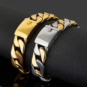 Gourmette Homme Lourde Plaquée Or 18K Acier Inoxydable 316L Chaîne Streetwear Hip Hop Bijoux De Mode Pour Lui