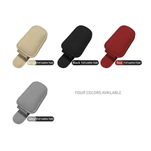 Car sun visor sunglasses holder in four colors made of premium lychee grain leather