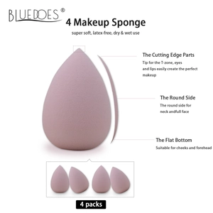 Set of 4 pink teardrop makeup sponges with wet and dry use functionality for face makeup