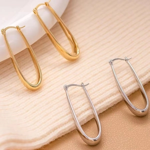 Copper 18K Gold Plated Minimalist U-Shaped Hoop Earrings For Women Geometric Water Drop Metallic Drop Earrings Jewelry