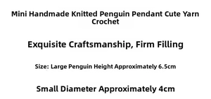 Detailed size specifications for handmade mini crochet penguin plush keychain pendants