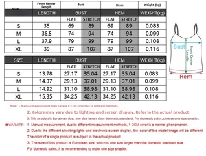 Detailed size guide in CM and Inches for lace camisole with measurement diagrams