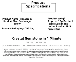 Detailed product specifications for a 10g natural crystal Hexagram stone ornament