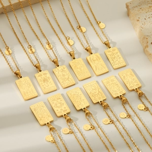 Ensemble de colliers zodiaque dorés en acier inoxydable avec pendentifs signes gravés