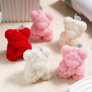 Bear scented candles in rose and bubble textures for wedding favors and home decor