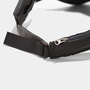 Detail of high-density Velcro, durable nylon webbing, and metal zipper on the black hat