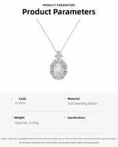 Detailed specs of 925 sterling silver necklace with oval gemstone weighing about 8.45g