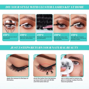 DIY segmented individual eyelash cluster kit with applicator and adhesive glue set