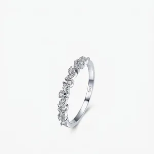 925 Sterling Silver Ring Marquise Round Zircon Wave Stacking Dainty Minimalist Band Fashion Wedding Jewelry For Women