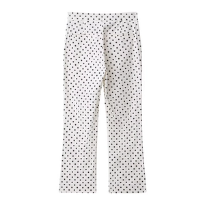 Modische Damen-Schlaghose mit Polka-Dot-Muster und hoher Taille in Weiß und Schwarz