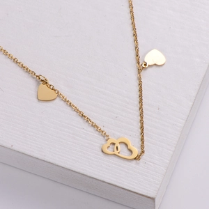 Minimalist gold heart pendant necklace for women in durable polished stainless steel