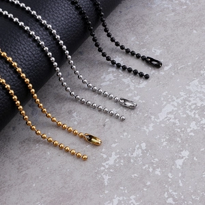 Polished stainless steel ball bead chains in gold, silver and black finishes for men