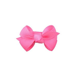 Handmade bright pink grosgrain ribbon bow hair clip with textured ribbed pattern