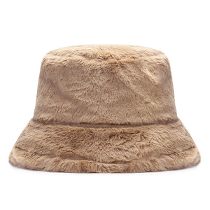 Chapeau bob chic en fausse fourrure marron pour l'hiver en peluche douce et chaude