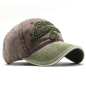 Vintage Boston Bestickte Baseballkappe aus gewaschenem Denim mit Kontrastschirm