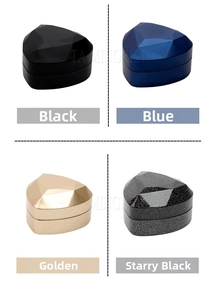 Heart-shaped jewelry ring boxes in black, blue, golden and starry sky black colors