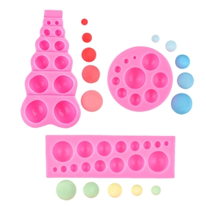 Pink silicone chocolate mold set with multi-sized hemisphere spheres for DIY baking decor