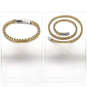 Detailed spec sheet for stainless steel dragon bone chain necklace and bracelet set