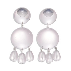 Boucles d'oreilles pendantes modernes en résine avec perles translucides et argent