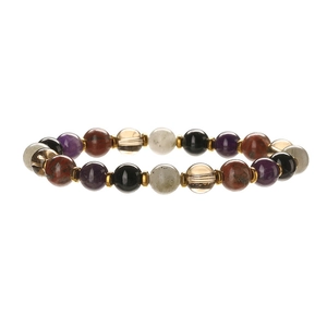 Natural agate beaded bracelet with amethyst and crystals in Neo-Chinese style