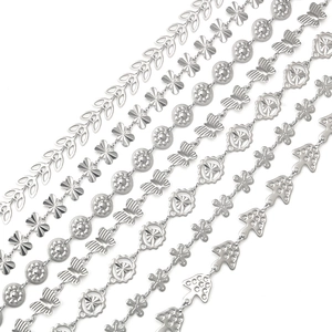 Silver stainless steel creative butterfly mushroom flower chain accessories for DIY jewelry