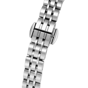 Elegant silver square watch for women with premium polished stainless steel link bracelet