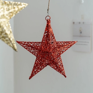 Hollow-out red glitter star decoration for Christmas tree or shop window display