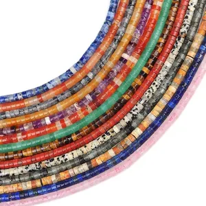 Flat 2x4mm natural stone beads assortment including amethyst and agate for jewelry making