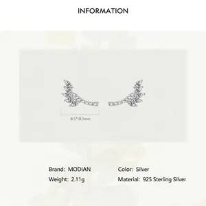 Exquisite S925 sterling silver leaf studs with marquise zircon stones for women
