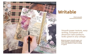Close-up of vintage classical music scrapbook paper with floral and script details