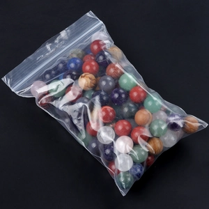 Mix of 14mm round non-porous natural amethyst and agate stone balls in a transparent bag