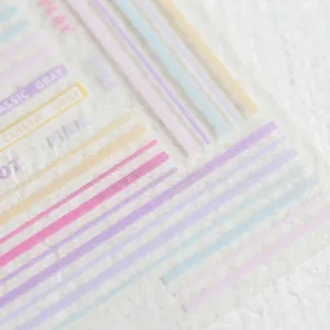 5D ultra-thin 5D nail art stickers with pink Morandi stripes and classic lines