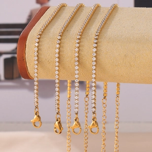 Elegant gold plated tennis bracelet with zircon stones and adjustable lobster clasp
