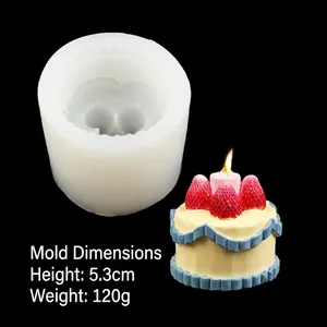 3D Erdbeerkuchen Silikonform für DIY-Kerzen und Desserts inklusive Abmessungen
