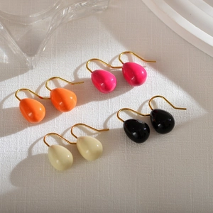 Chic teardrop ball earrings in candy colors set with gold plated stainless steel hooks