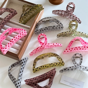 Grande Pince À Cheveux Motif À Pois Acétate Résine Géométrique Triangle Demi Cercle Accessoires Cheveux Femmes