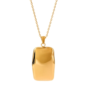 Polished 18k gold plated stainless steel necklace with rectangular molten pendant
