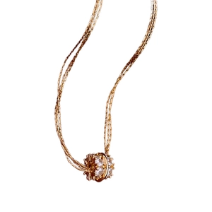 Elegant gold plated multi-layer necklace with a sparkling cubic zirconia circle pendant