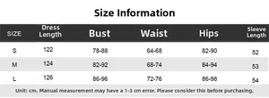 Guide des tailles pour robe midi moulante avec mesures S, M, L détaillées en cm